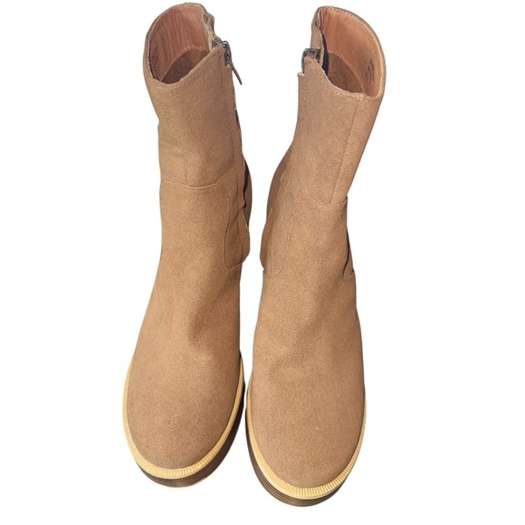 Oasis Society Alexandra Ankle Boots Size9 Chunky Boho Block Heel Toffee Suede - Picture 8 of 15